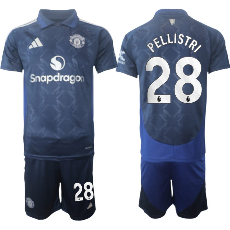 Men 2024-2025 Club Manchester United away blue #28 Soccer Jersey